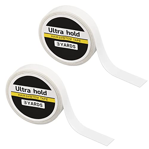 2PCS Lace Front Wig Support Tape, Hair Extension salon Blue Tape Double Sided Adhesive Roll Sticky Tape(0.8cm*3yard)