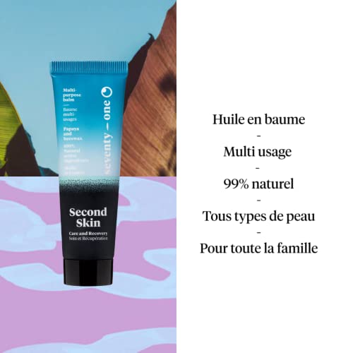 SeventyOne Percent | Second Skin | Oil Care Balm | Multi-Purpose Body-Face-Hair | Moisturize & Repair | Fermented Papaya & Beeswax | 100% Natural