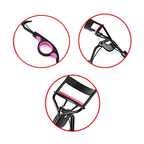 Eyelash Curler Black Handle Lash Curler Handle Tools With 5 Replacement Silicone Refill Pads for Makeup Cosmetic