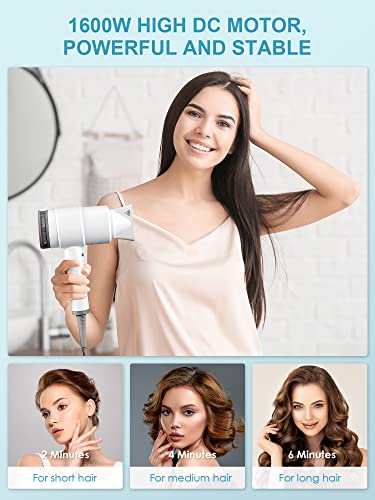 Cozeemax Hair Dryer, 1600W Fast Dry Negative Ions Hair Blow Temperature Hairdryer with Diffuser Hairdryer with 2 Speeds, 2 Heating, and Cool Butt