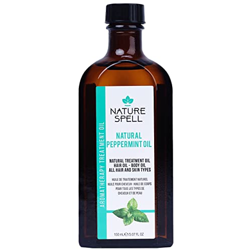 Nature Spell Peppermint Oil for Hair & Skin 150ml – Treatment Hair Oil for Dry Damaged Hair and Itchy Scalp - Body Oil to Improve Skin Texture –