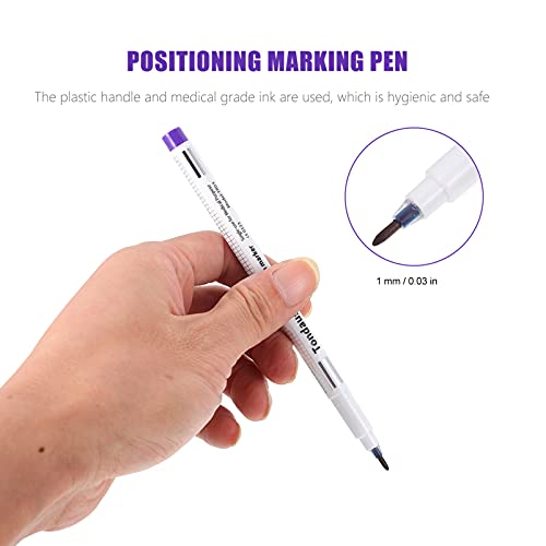 Lurrose 10Pcs Tattoo Marker Pens Tattoo Stencil Pen Waterproof Surgical Skin Marker with Paper Ruler for Skin Eyebrow Lips