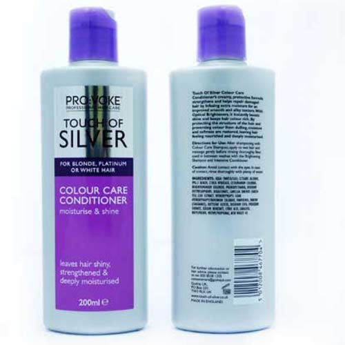 PROVOKE Touch of Silver Colour Care Conditioner 200 ml, Keep Coloured Hair Deeply Moisturised Silky and Smooth, Helps Eliminate Brassy and Yellow