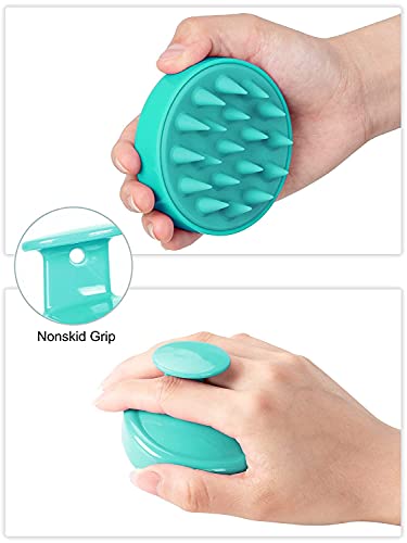 HEETA Scalp Massager, Silicone Scalp Brush Ergonomic Scalp Scrubber Easy to Use Shampoo Brush for Hair Growth, Green