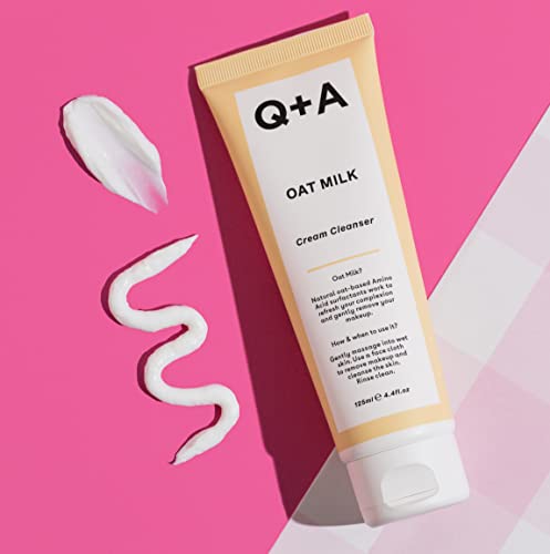 Q+A Oat Milk Cream Cleanser, a Moisturising Face Cleanser Formulated with a Triple Blend of Oat Derived Ingredients to Gently Lift Makeup and Imp