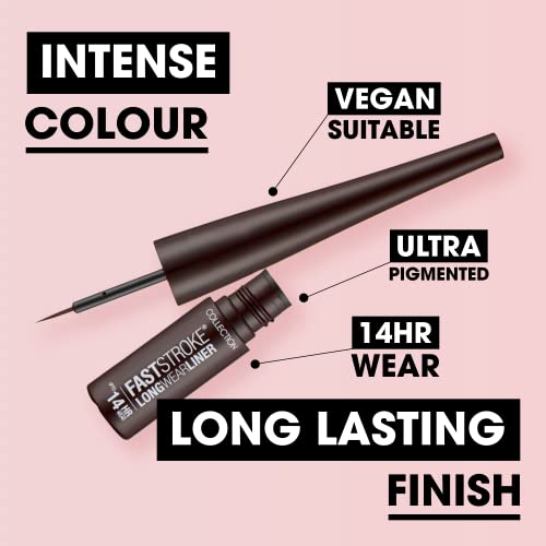 Collection Cosmetics Fast Stroke Long Wear Liner, 14-Hour Wear, Intense Colour, 4ml, Brown
