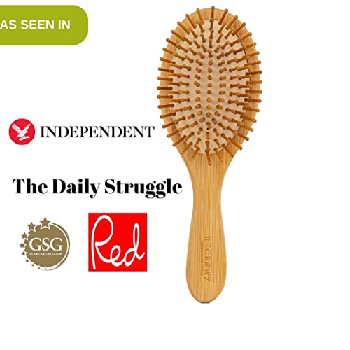 Regrowz Bamboo Paddle Hairbrush with Round Bristles - Detangle Hair & Reduce Hair Breakage - Perfect Hair Care Tool