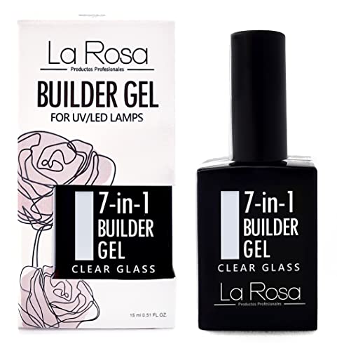 La Rosa 7-in-1 BUILDER GEL in a Bottle - UV Gel - NUDE for nail design and nail art, Nail Easy-To-Use Extension Builder, Cover gel - 15 ml (Light