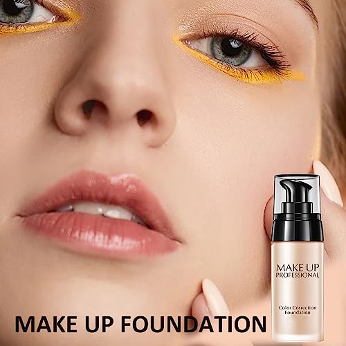 Colour Changing Foundation,Makeup Foundation, Face Foundation Full Coverage Moisturizing Waterproof Long Lasting Makeup Base Natural Coverage Fou