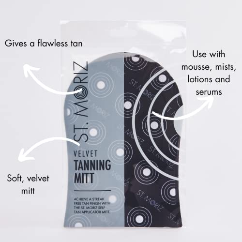 St Moriz Velvet Tanning Mitt for Even Fake Tan Coverage, Stain Free Hands & Streak Free Finish, Reusable, Use with Any Fake Tan Mousse, Mist, Lot
