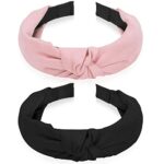 Sibba 2 PCS Headbands Tiaras Birthday Crown Black Twist Knotted Knot Vintage Headwraps Accessories Elastic Hair Bands Thick Plastic Velvet Big He