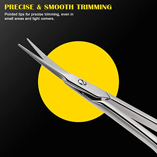 FVION Curved Cuticle Scissors Extra Fine for Women, Men and Professionals - Stainless Steel Small Manicure Scissors with Precise Pointed Tip Groo