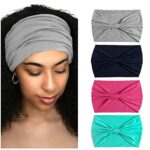 4 Packs Headbands for Women's Hair, Head Bands Adult Women, Head Bands, Wide Headbands for Women, Criss Cross Head Wrap, Solid Fashion Knotted He