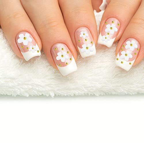 KINBOM 2 Boxes 3D Flowers for Nails with Small Caviar Beads, Flat Back 3D Acrylic Flower Nail Charms Colorful 3D Floral Nail Charms Nails Designs