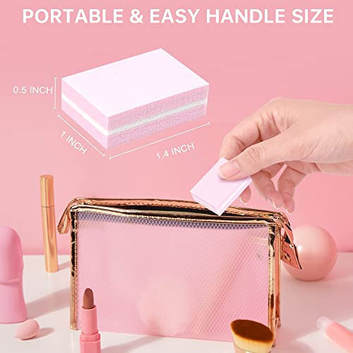 SALVMARY 50 Pcs Mini Nail Buffer 100/180 Grit Double Side Sponge Sanding Nail File Buffer Blocks Professional Nail Care Tools(Pink)