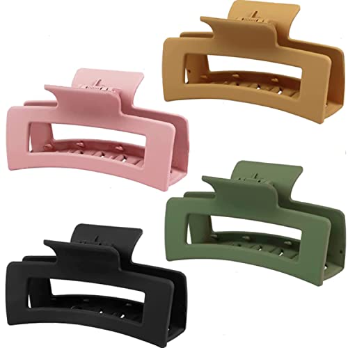 QAIMER hair claw clips for women thick hair, 4.1 inch matt coated hair clips women for thick & thin hairs, 4PCS
