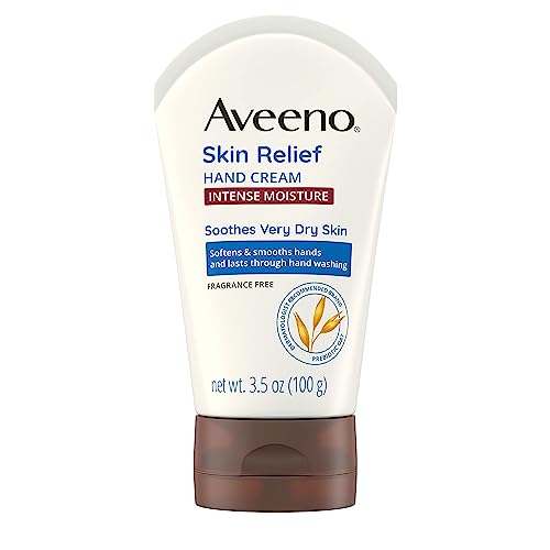 Aveeno Skin Relief Intense Moisture Hand Cream with Soothing Prebiotic Oat for Dry Skin, Sensitive Skin Cream Softens & Smooths Hands & Lasts Thr