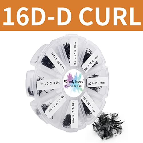 Pre Made Fan Volume Eyelash Extensions 10D 0.07mm D Curl 500 Fans 9-16mm Mixed Tray Premade Fans Loose Volume Lash Extensions Handmade Promade Lo