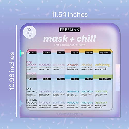 Freeman Limited Edition Mask & Chill Self Care Skincare Mask Holiday Kit, Face Masks To Exfoliate, Hydrate, Relieves Stress, and Refines Pores, F