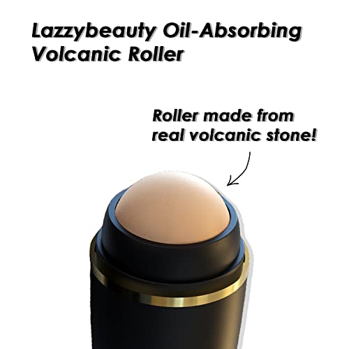 Lazzybeauty Oil-absorbing Volcanic Roller, with 4Pcs Oil-Resistant Face Roller Balls, Oil Control On-the-Go, Reusable Portable Stone Roller for T