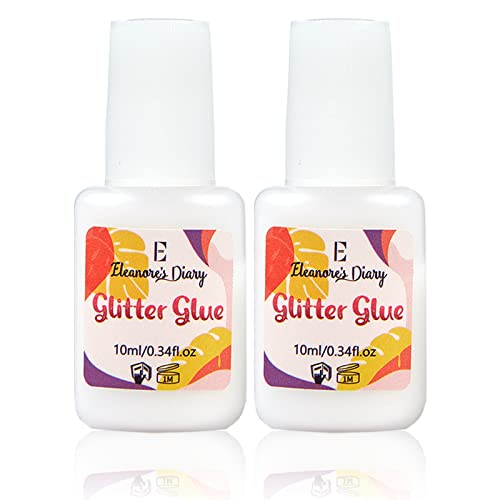 Body Glue for Glitter Tattoos, Eleanore's Diary 10ml*2 Art Glitter Glue, Odourless & Non Toxic, Skin Glue for Chunky Glitter Makeup, Beach Partie