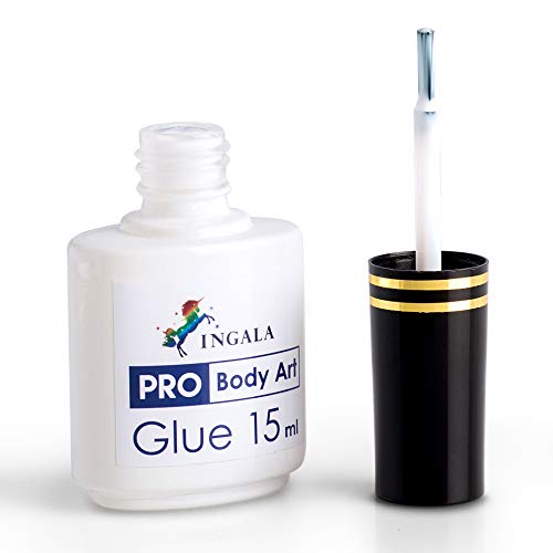 INGALA PREMIUM Body Adhesive | Body Glue for Glitter Tattoos| Double Size: 15ml | Hypoallergenic & Dermatologically Tested | Body Glue | Waterpro