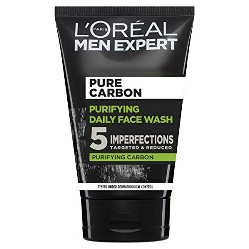 L'Oréal Paris Men Expert Face Wash Pure Charcoal, Glycerin, and Salicylic acid - Blackhead Cleanser for Men, 100 ml (Pack of 1)