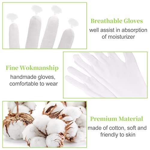 Occan White Cotton Gloves for Eczema, 6 Pairs Moisturizing Gloves Overnight for Dry Hands, Comfortable and Washable Fits Men and Women