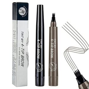 2PCS Eyebrow Pen Waterproof Eyebrow Pencil for Long Lasting,Brow Pen,Liquid Eye Brow Pencil,Dark Brown Eyebrow Tint Eye Brows Make Up, Eyebrow fo