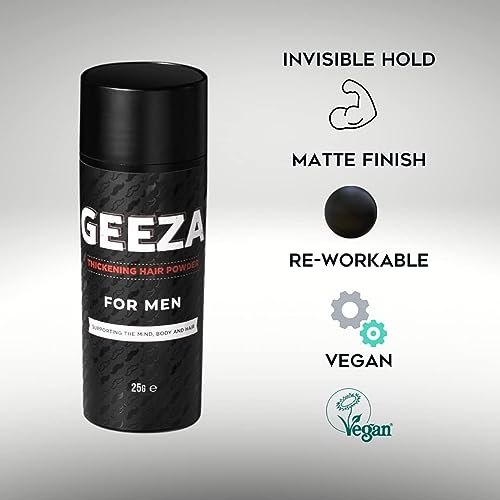 Geeza Hair Volume Powder - The Ultimate Men's Styling Secret for Instant, Invisible, Matte & Non-Sticky Volumising Root Boost.