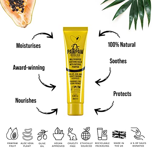Dr. PAWPAW Original Balm 25ml x2 Multipack - Multi-Purpose Balm, PawPaw Lip Balm, Lip Balm, Skin Primer, Smooth Skin, Cracked Lips, Paw Paw, Vega