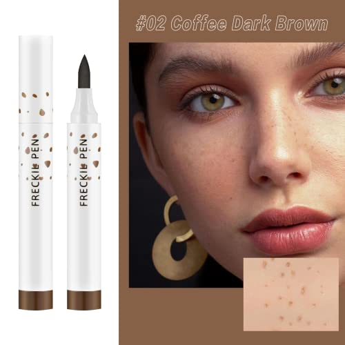 Riceel 2 Colors Freckle Pen, Freckle Makeup Pen Waterproof Long-wearing Soft Dot Spot Pen for Natural Lifelike Makeup (Light Brown+Dark Brown)
