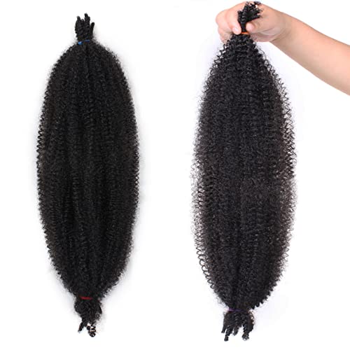 Leeven 16 Inch Pre Separated Springy Twist Hair for Afro Marley Locs 8 Packs Pre-Fluffed Popping Spring Twist Crochet Hair for Distressed Locs Af