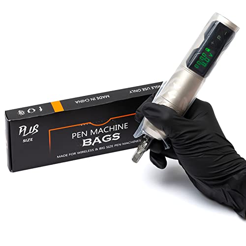 EZ Tattoo Machine Covers - 200pcs (2.4 inch X 7 inch) Disposable Tattoo Pen Machine Bags Transparent White Cartridge Machine Sleeves for Wireless