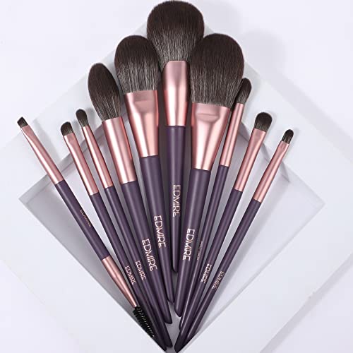 EDMIRE 10pcs Makeup Brushes including Foundation Brush, Eyeshadow and Eyebrow brushes. Essential Make up Brushes Set Gift for Women, Make up Brus