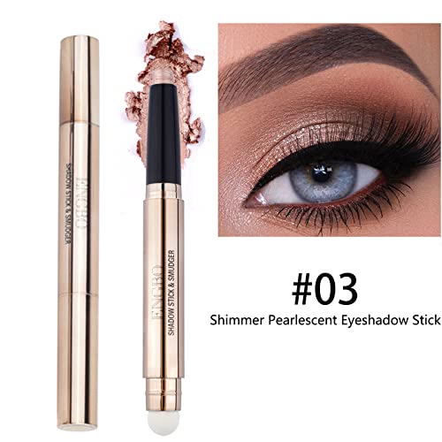Glitter Eyeshadow Metallic Eye Shadow Stick,Pearl Shimmer Dual-Ended Eyeshadow Eye Brightener Highlighting Pen,High Pigmented,Cruelty Free,Smooth