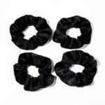 KEAH 4pcs Black Velvet Scrunchies – Hair Band - Hair Scrunchies For Girls – Hair Scrunchies For Women –Hairbands – Scrunchies