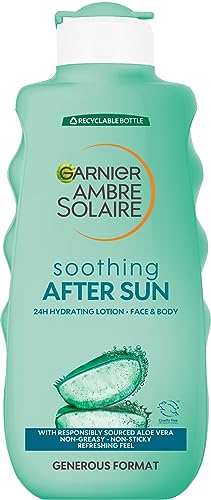 Garnier Ambre Solaire After Sun Lotion, for Face & Body, with Naturally Derived Aloe Vera, Intensely Rehydrates Skin, Instant Cooling Effect, App