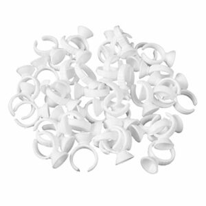 ZHIYE Eyelash Glue Holder 200 PCS Disposable Plastic Glue Rings Nail Art Polish Holders Tattoo Individual False Eyelash Extension Adhesive Pigmen