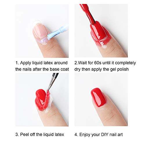 Liquid Latex Nails Peel Off, 15ML Liquid Latex Nail Polish Peel off Base Coat Cuticle Guard for Nail Art Liquid Tape Protector