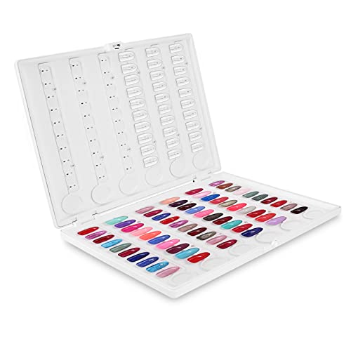 Nail Display Book C10 Nail Color Swatch Book, 120 Colour Nail Polish Sample Display Book with Transparent Nail Tips Nail Salon Home Use, No Glue