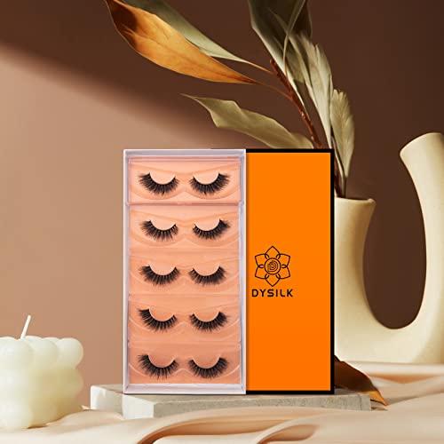 DYSILK 5 Pairs 6D Lashes Faux Mink Eyelashes Cat Eye Fluffy Natural Look False Eyelashes Long Lashes Pack Mink Lashes Soft Reusable Eye Lashes |C