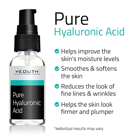 Pure Hyaluronic Acid Serum for Face, Hydrating Serum for Wrinkles, Dry Dull Skin & Dark Spot, Anti Aging Face Serum for Women & Men, Hyaluronic A