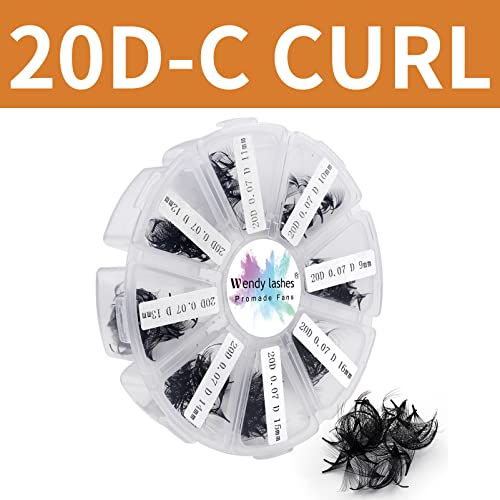 Pre Made Fan Volume Eyelash Extensions 10D 0.07mm D Curl 500 Fans 9-16mm Mixed Tray Premade Fans Loose Volume Lash Extensions Handmade Promade Lo