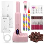 Electric Nail Drill Kit, Portable Rechargeable Electric Nail Files for Acrylic Gel Nails Professional Manicure Pedicure Tool with Nail Drill Bits