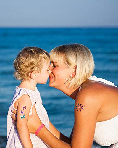 Glitter Tattoos Kit,Temporary Tattoo Set-24 Colors Glitter,135 Unique Stencil Body Nail Glitter Art Paint Birthday Party Gift for Girls Kids Teen