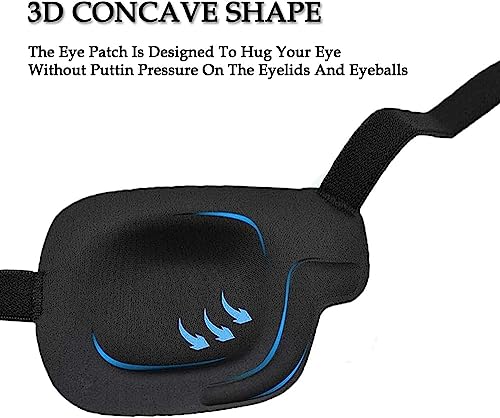 2PCS - 3D Black Eye Patches for Adults | Adjustable Eye Patch | Premium Quality Eyepatch for Adult | Medical Eye Patch for Recovery After Catarac
