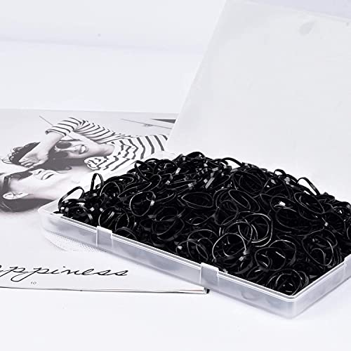 Black Elastic Hair Bands, MORGLES 1000 Hair Rubber Bands Braiding Bands Hair Elastics Small Hair Bands Elastic hair Ties Wedding Hairstyle Hair B