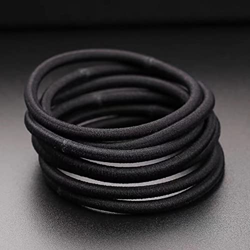 Ithyes 32Pcs Hair Bands for Women Thick Hair,4mm Elastic Hair Ties for Girl,Black Hair Band Ponytail Holders,Hair Bobbles for Girls Men,Rubber Ba