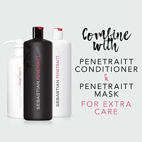 Sebastian Professional Penetraitt Shampoo, Strengthen & Repair for Damaged Hair, Professional Hair Care, 1L